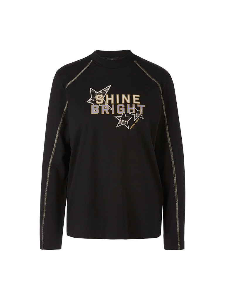 T-Shirt mit Print und Ziernähten