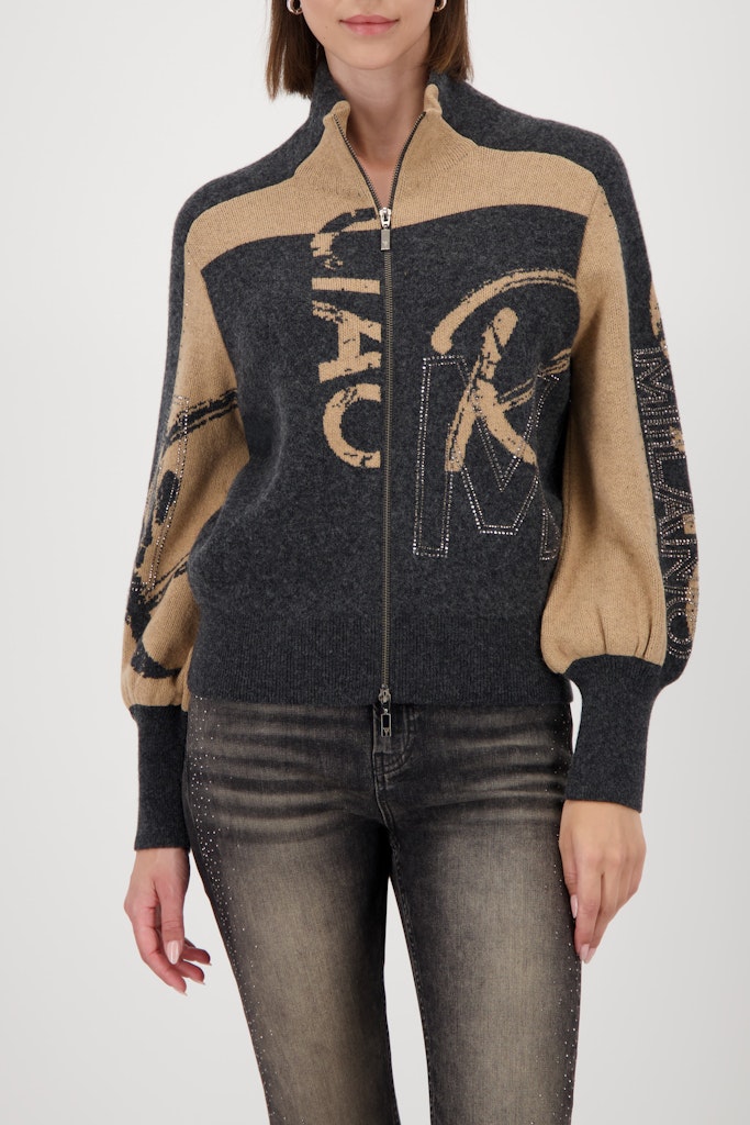 Strickjacke mit Schriftmuster