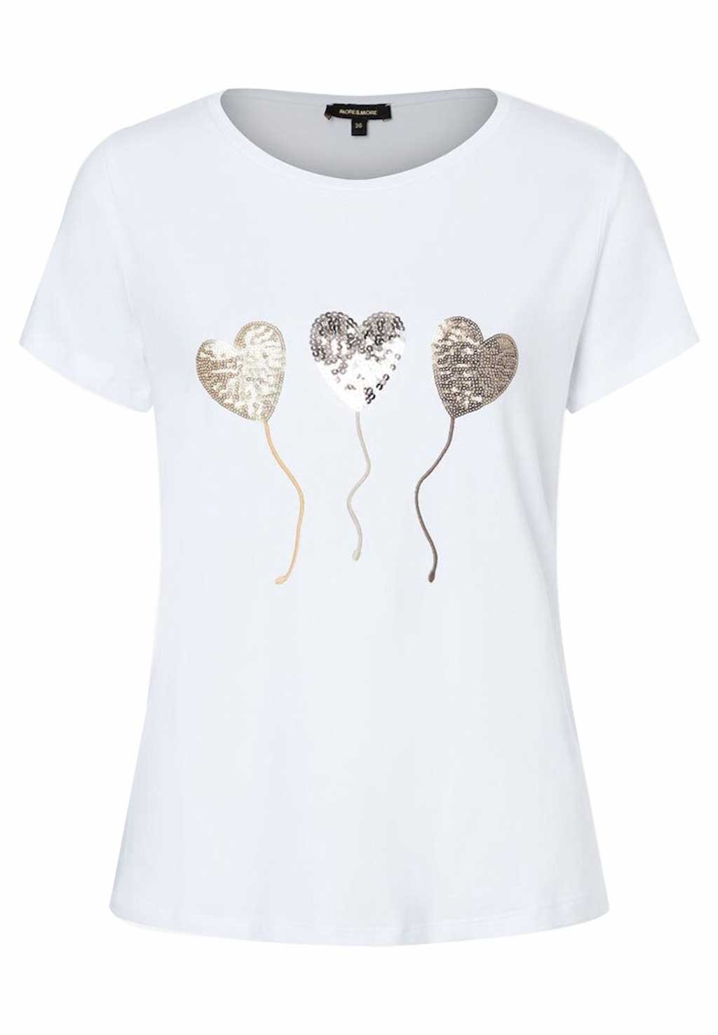 More & More T-Shirt mit Paillettenherzen