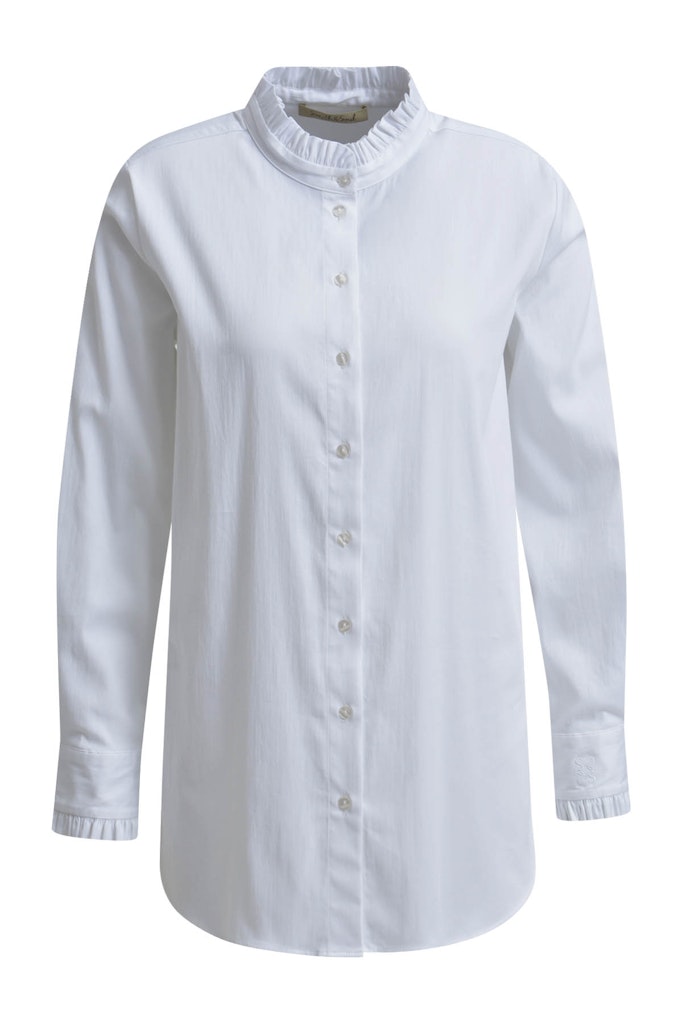 Smith & Soul Solid Ruffle Neck Blouse