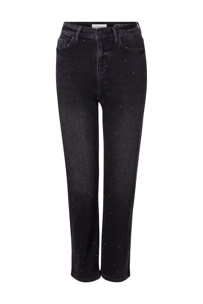 Rich & Royal Vintage straight black rhinestone denim Ökotex 100