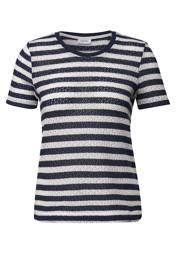 Gestreiftes Ajour T-Shirt