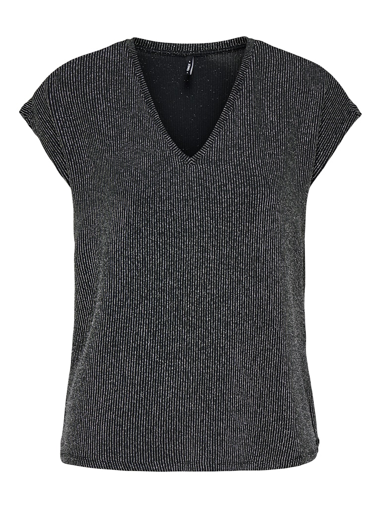 ONLCAROL S/S V-NECK GLITTER TOP BOX JRS