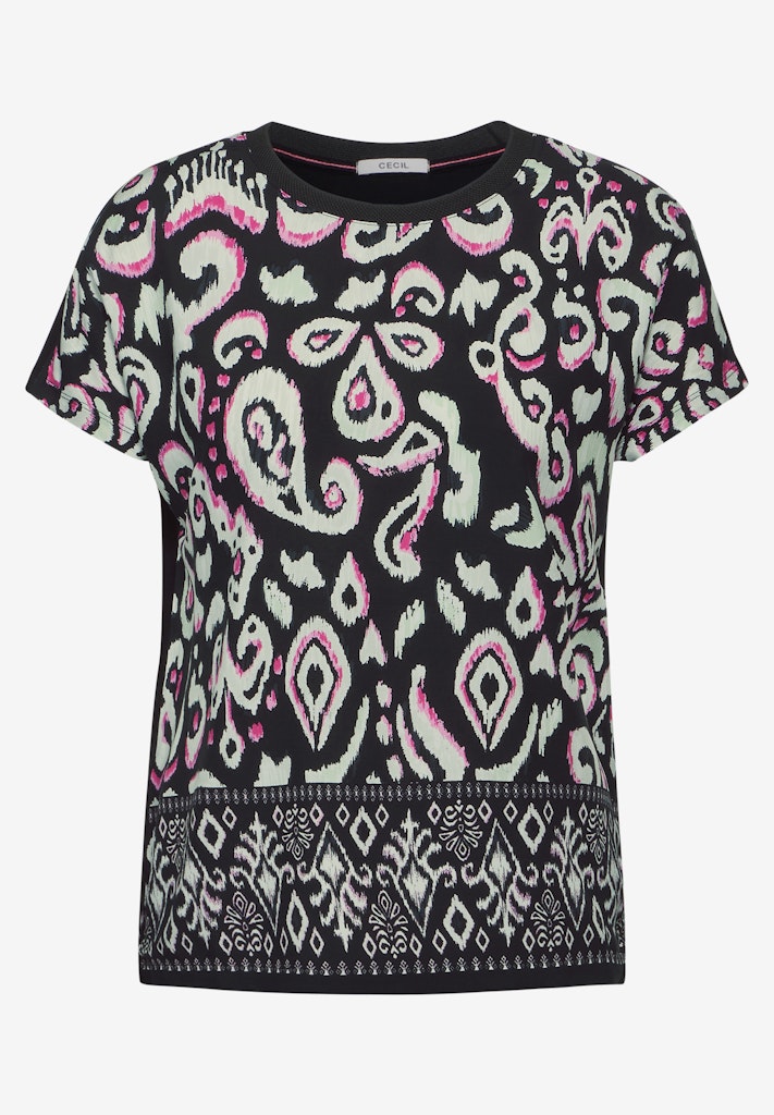 T-Shirt mit Materialmix
