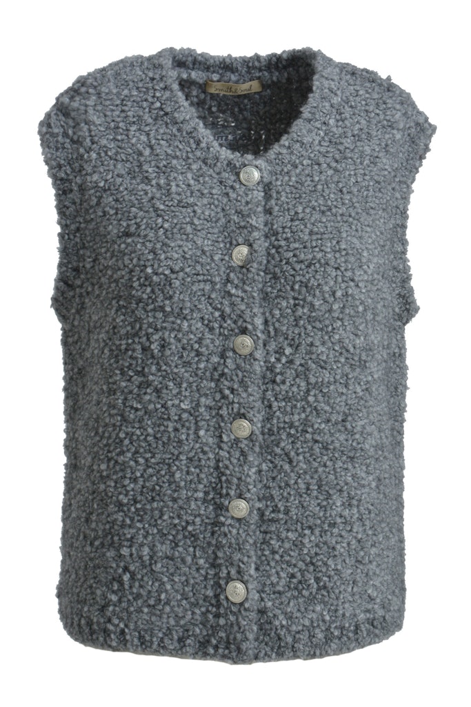 BouclÃ© Knit Vest with Buttons