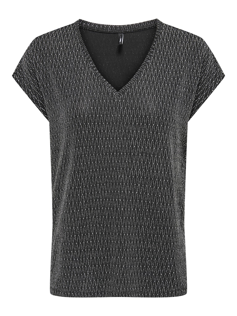 ONLCAROL S/S V-NECK GLITTER TOP BOX JRS