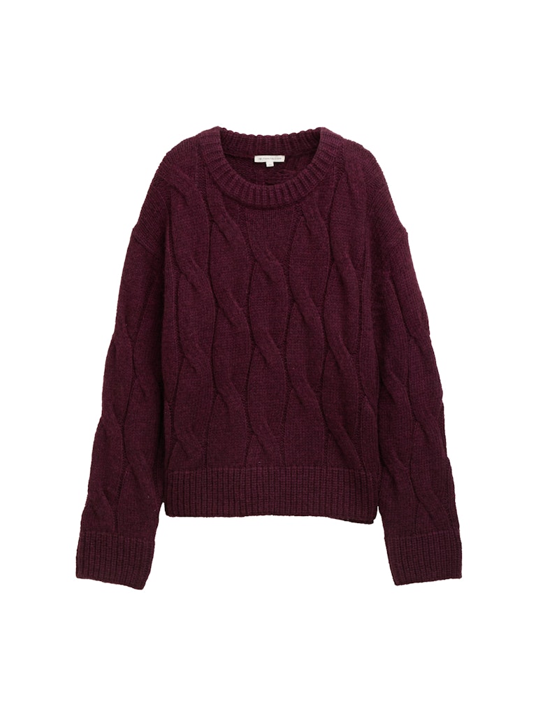 Loose Fit Strickpullover mit Zopfmuster